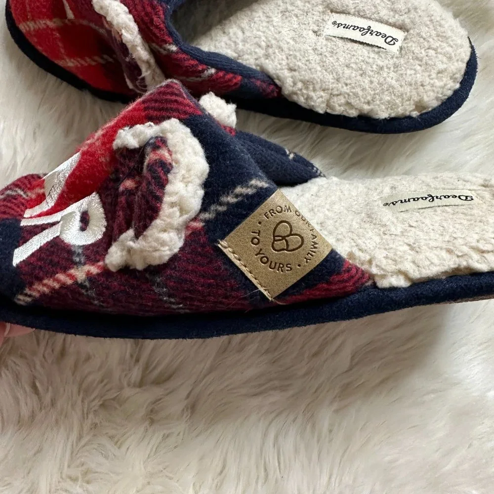 Dearfoams 'Lil Bear' Plaid Slip On Slippers 2-3